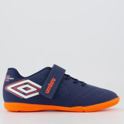 Chuteira Umbro Neo Stiker Futsal Infantil Azul e Laranja
