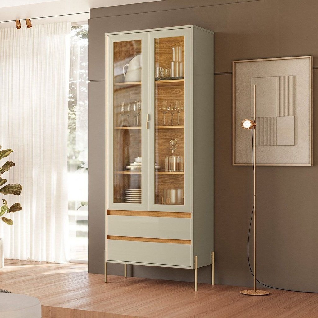 Cristaleira para Sala de Jantar 2 Portas de Vidro 74CMX184CM Brisa