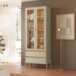 Cristaleira para Sala de Jantar 2 Portas de Vidro 74CMX184CM Brisa