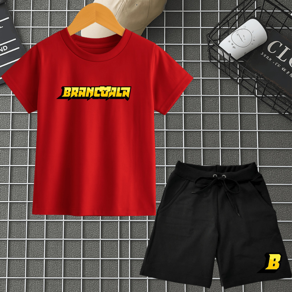 Kit 2 Peças Conjunto Camiseta e Short Moletom Brancoala o Super Youtuber das Crianças Bermuda e Camisa 100% Algodão — imagem 2 de 2