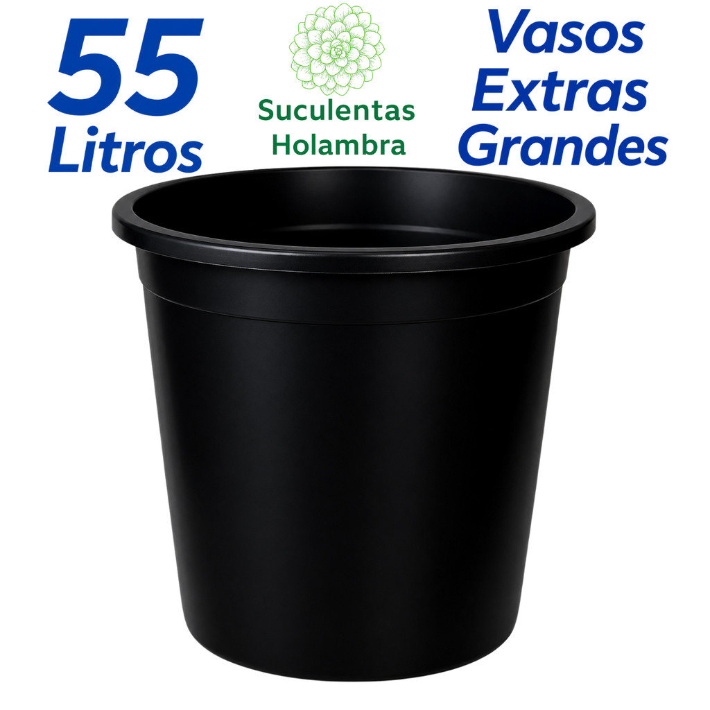 KIT 2 VASOS REDONDO EXTRA GRANDE PRETO TERRACOTA - 55 LITROS