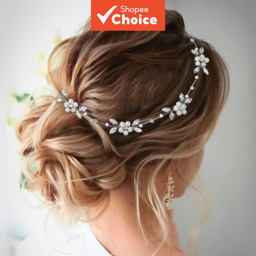 Imagem Para Nupcial Artesanal Pérola Strass Flor Grinalda Tiara Bandana Concurso Photoshoot