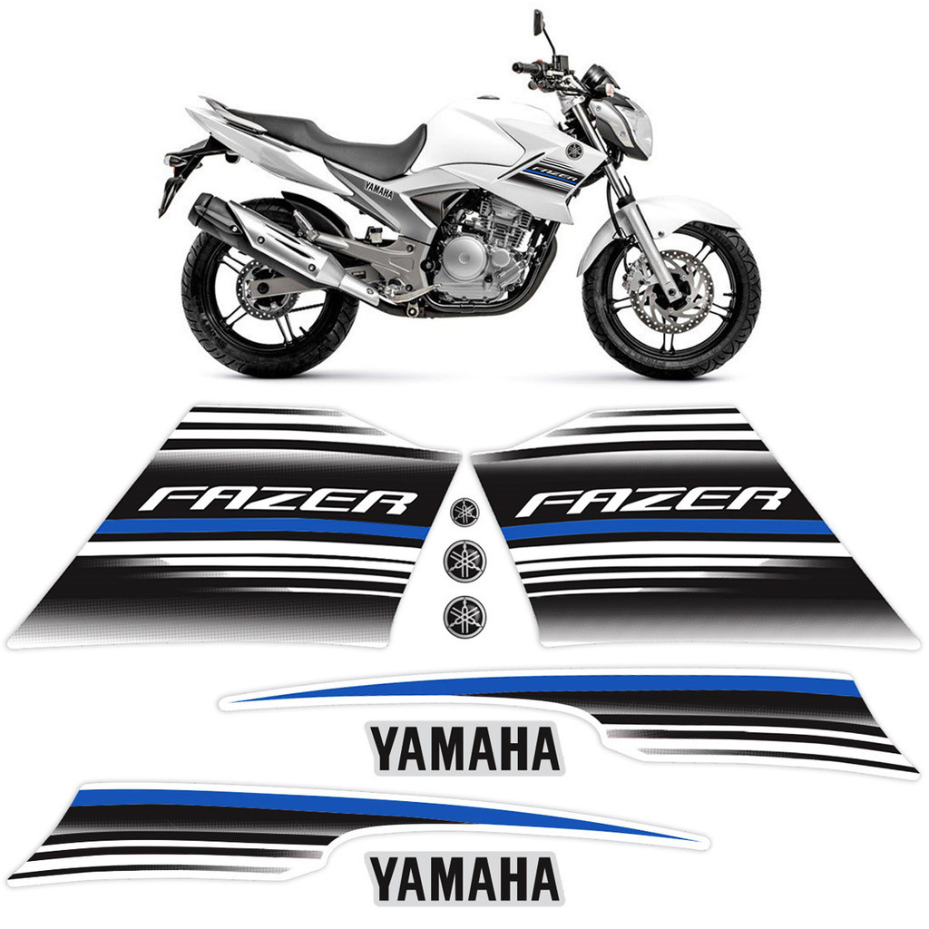 Kit Adesivos para Yamaha Fazer 250 Ys 2015 + Emblemas Resinados