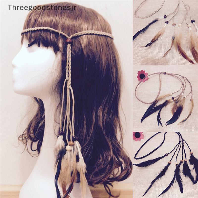 TGS 2017 Hippie Indiano Pena Tiara Artesanal Tecer Penas Corda De Cabelo Cocar JR