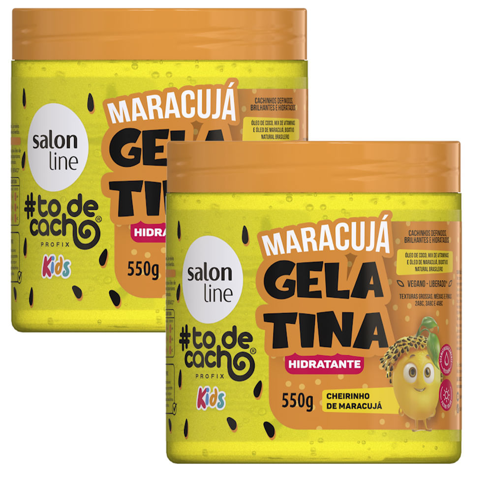 Kit Gelatina Salon Line Todecacho Kids Maracujá Cachinhos Hidratados 550g - 2 Unidades