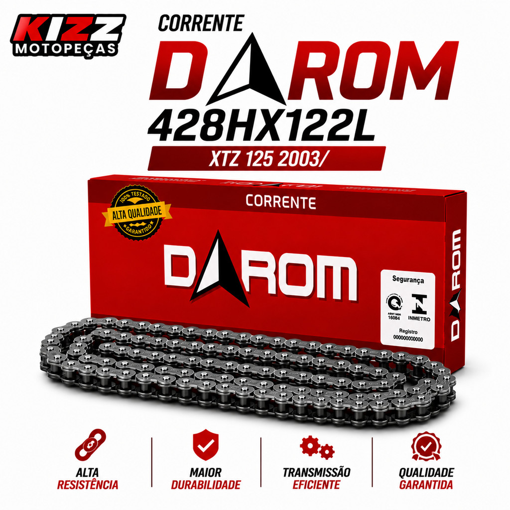 Corrente Transmissao Darom 428hx122l Xtz 125 2003/