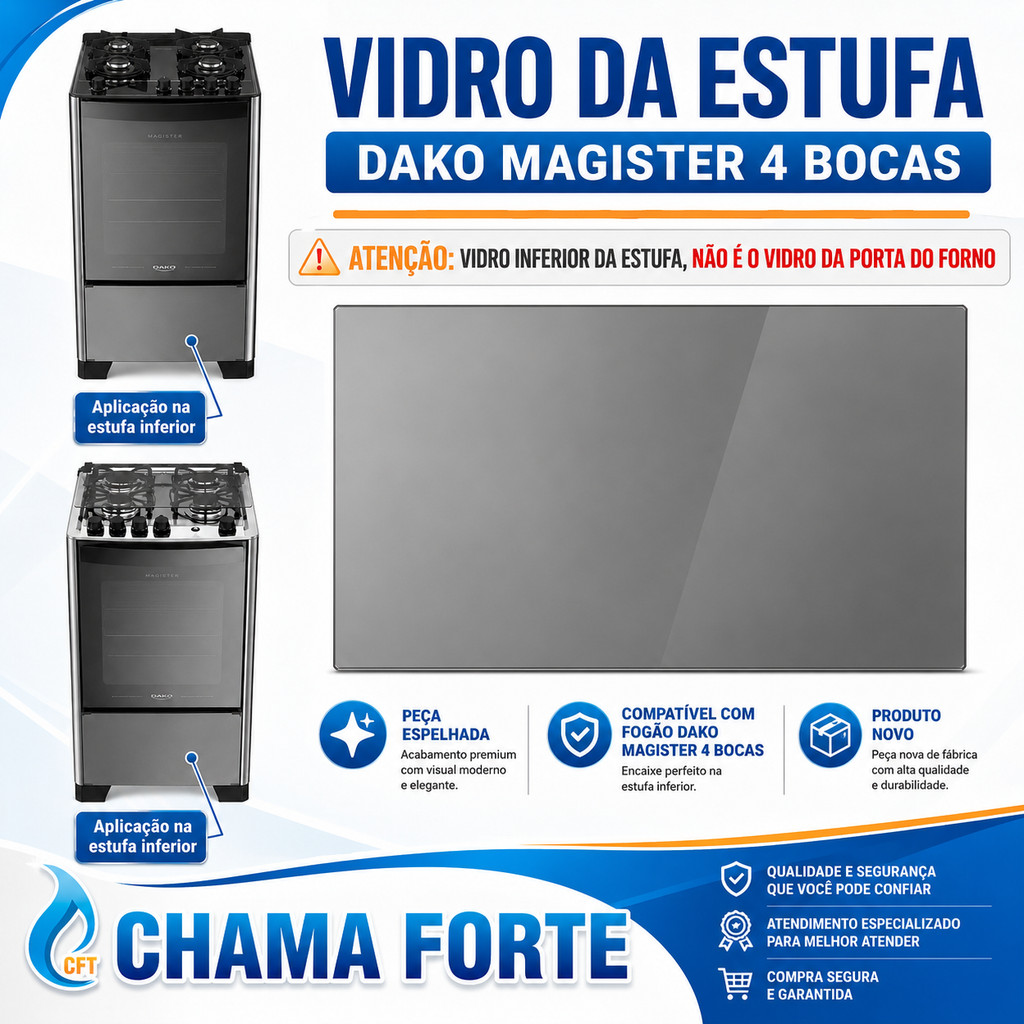 Vidro Da Estufa Do Fogão Dako Magister 4 Bocas