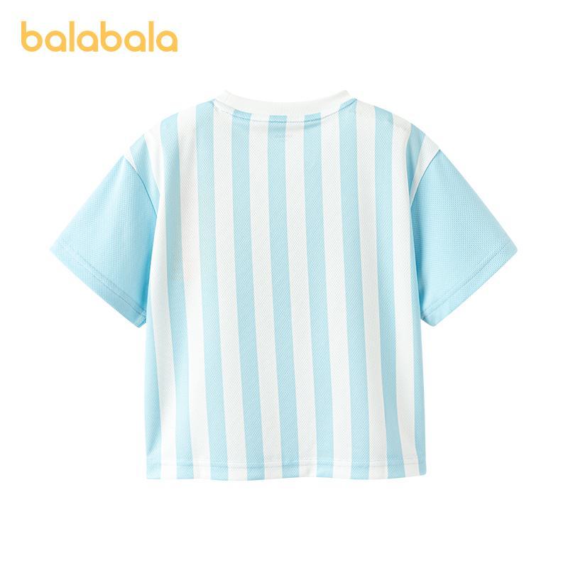 balabala Camiseta Infantil 2026 Tema De Futebol Meninos Meninas Manga Curta Algodão Top Listrado Respirável Roupas Espor · foto 2