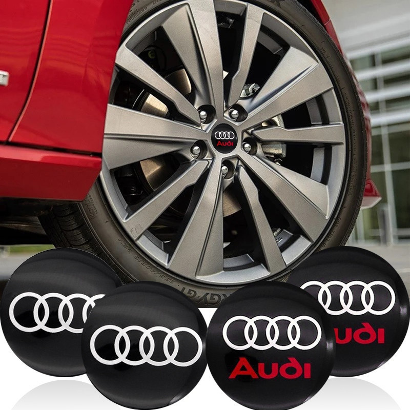 Conjunto de 4 peças de adesivos de logotipo para rodas de carro de 56mm para decoração de automóveis, adequado para Audi
