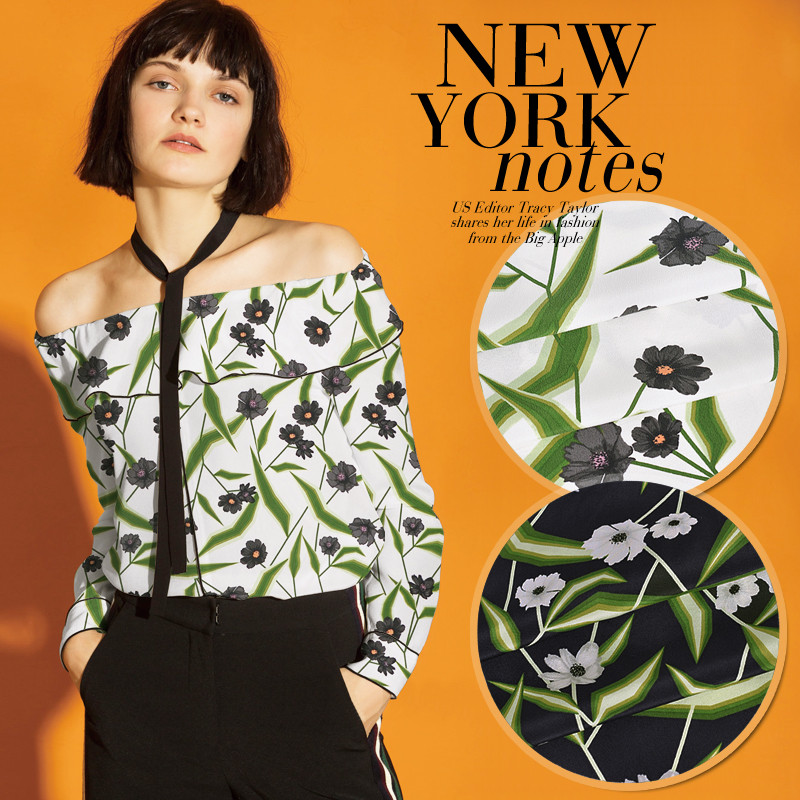 Jinhong Fusang Tecido de Seda Vestido Camisa Calças Tecido Inkjet Largo 03 Duplo Crepe Mosang Flor