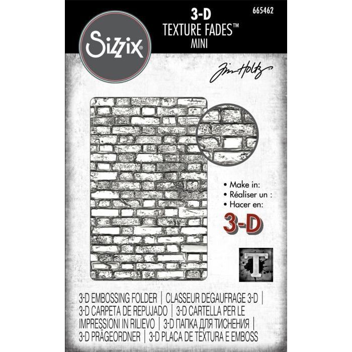 Sizzix 3-D Textura Gradiente Em Relevo Pasta-Tim Holtz Mini Parede de Tijolo665462