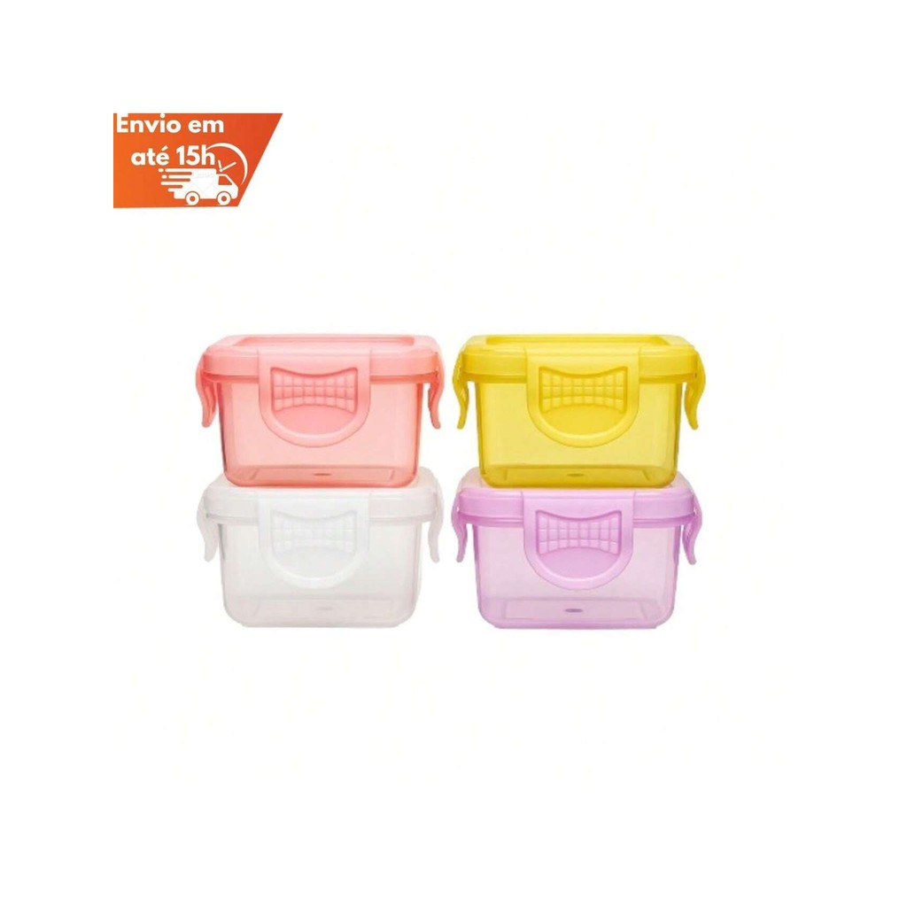 Kit 4 Mini Potes Herméticos Para Alimento - Papinha, Lancheira e Snacks