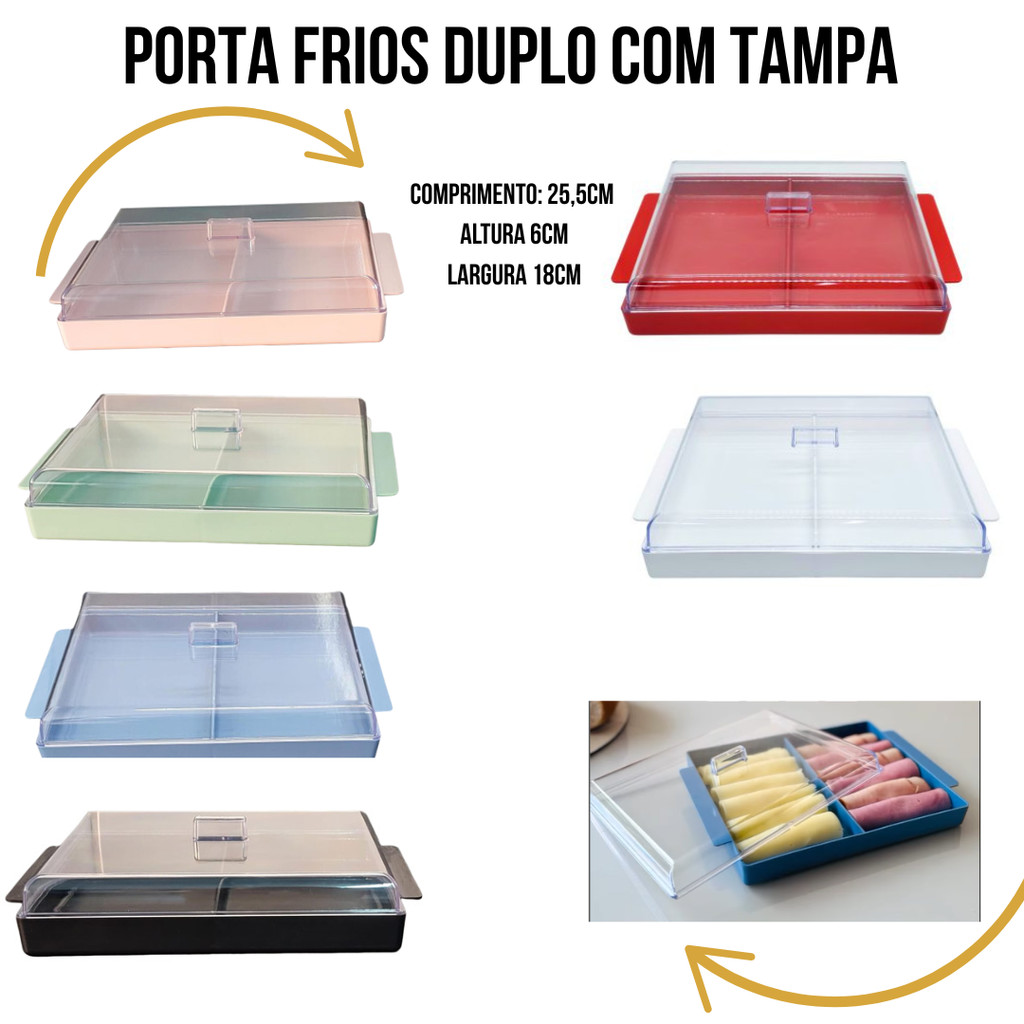 PORTA FRIOS DUPLO COM TAMPA em Oferta na Shopee