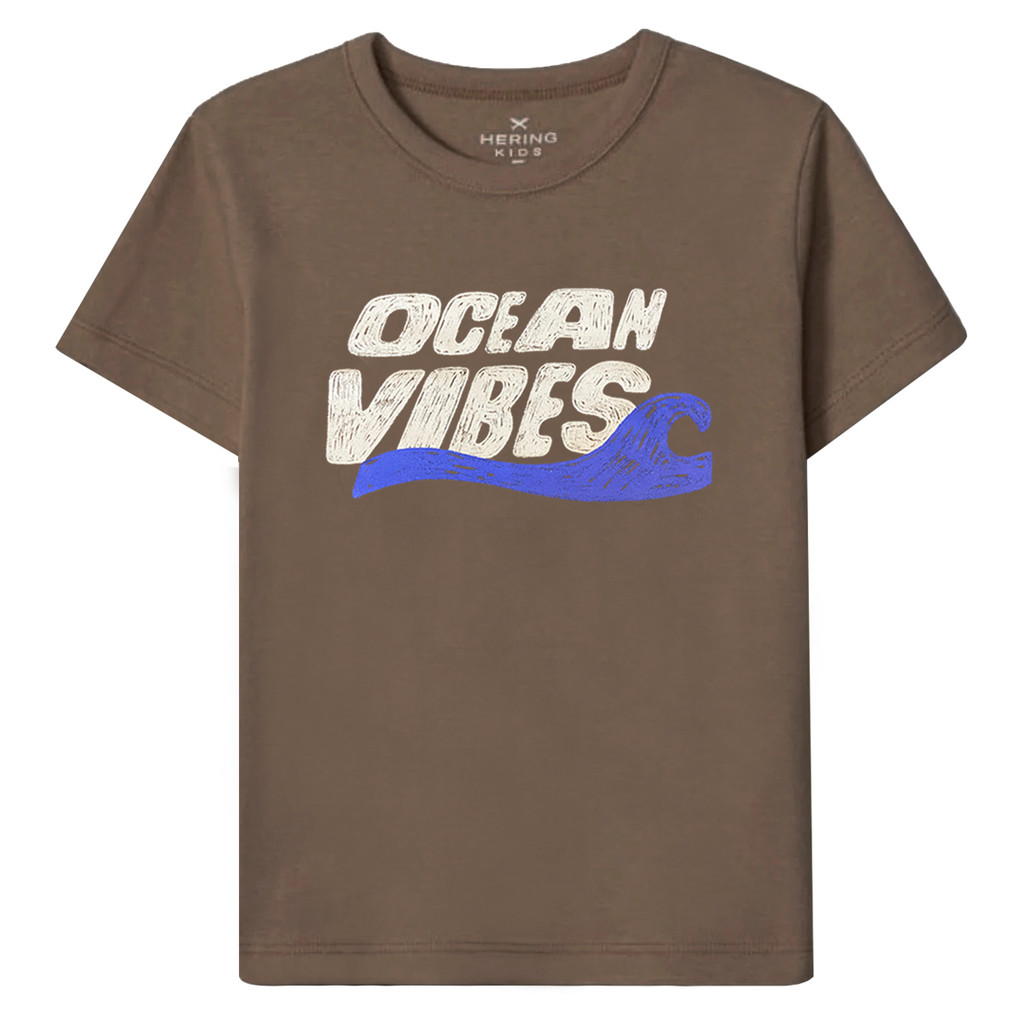 Camiseta Hering Marrom Infantil Ocean Vibes