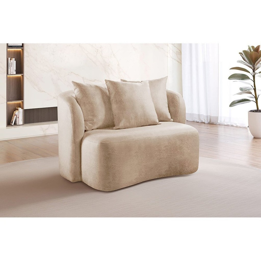 Sofá Curvo Orgânico Orion Elegância e Contemporaneidade Bege/bege