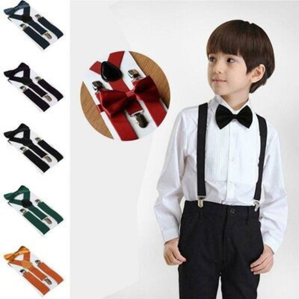 kit Suspensasó+Gravata Borboleta Infantil Criança Menino Menina
