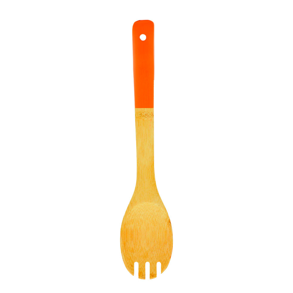 Colher de Bambu Com Dentes Nature 30cm Laranja Mai Home