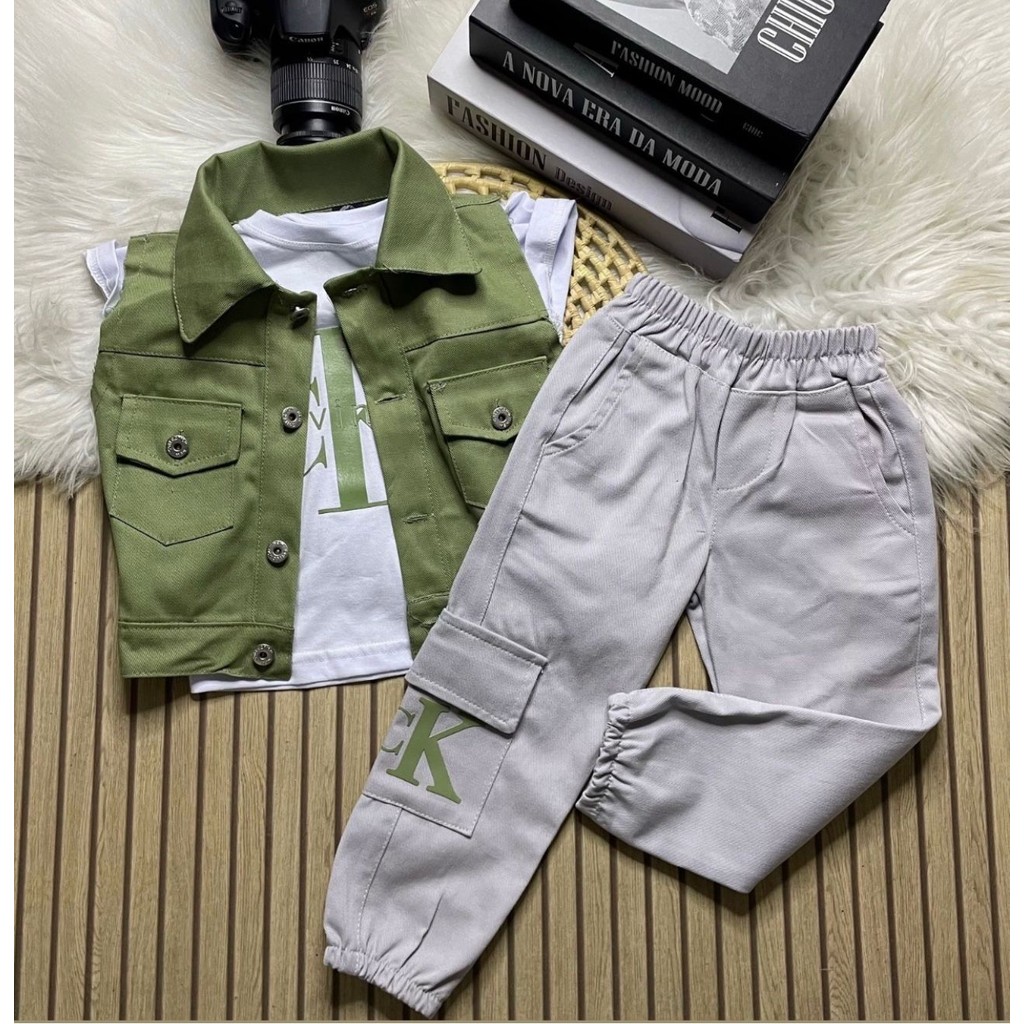 Conjunto infantil menino blogueirinho calça 3 peças em Oferta na Shopee