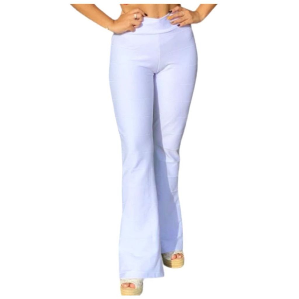 Calça Legging Flare Branca Bailarina Lisa Suplex Academia Enfermagem Esteticista Cós Alto em Oferta na Shopee