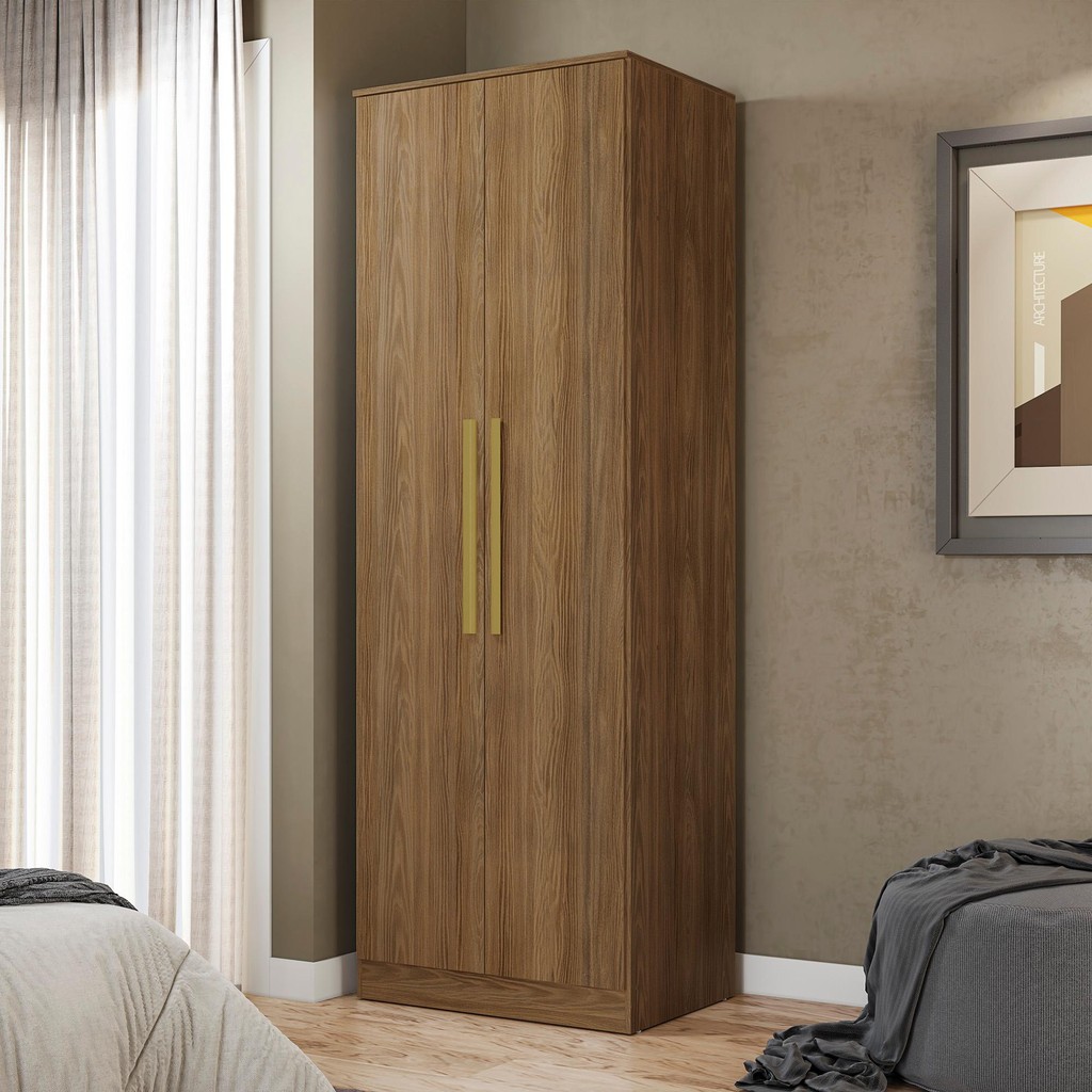 Guarda-Roupa 2 Portas 2 Gavetas Kappesberg Adapt Nogueira em Oferta na Shopee