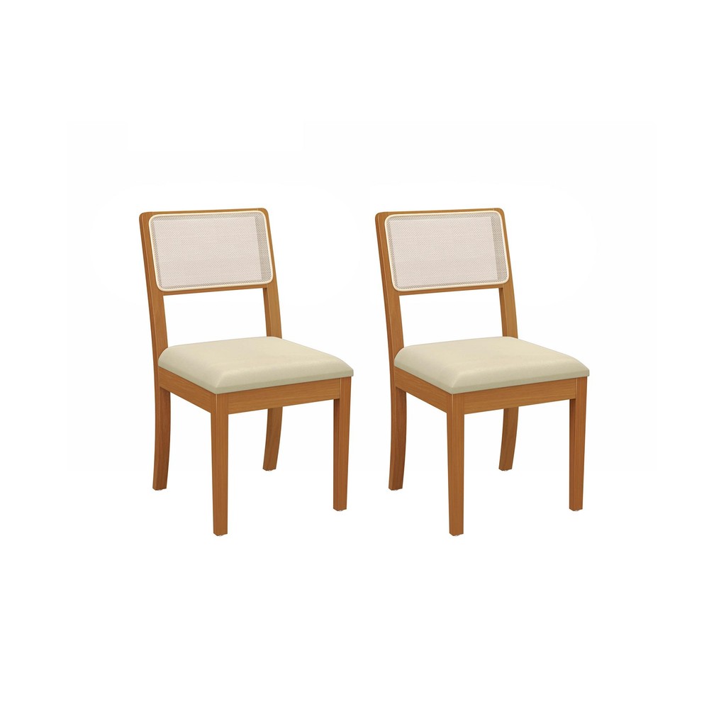Par de Cadeiras em Madeira Maciça Kappesberg Lola Linho Areia (Tela Bege) em Oferta na Shopee