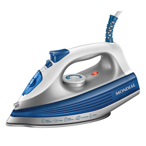 Ferro de Passar a Vapor Mondial FVN-01-BL 1200W em Oferta na Shopee