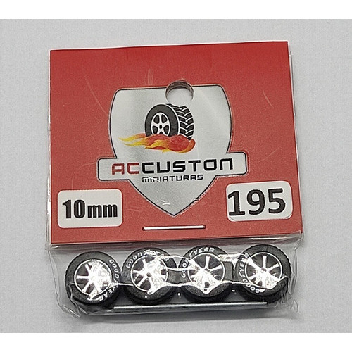 Rodas com pneu de borracha Para Customização de Hot Wheels Matchbox e Miniaturas 1/64  Ac Custon  10 mm modelo 195