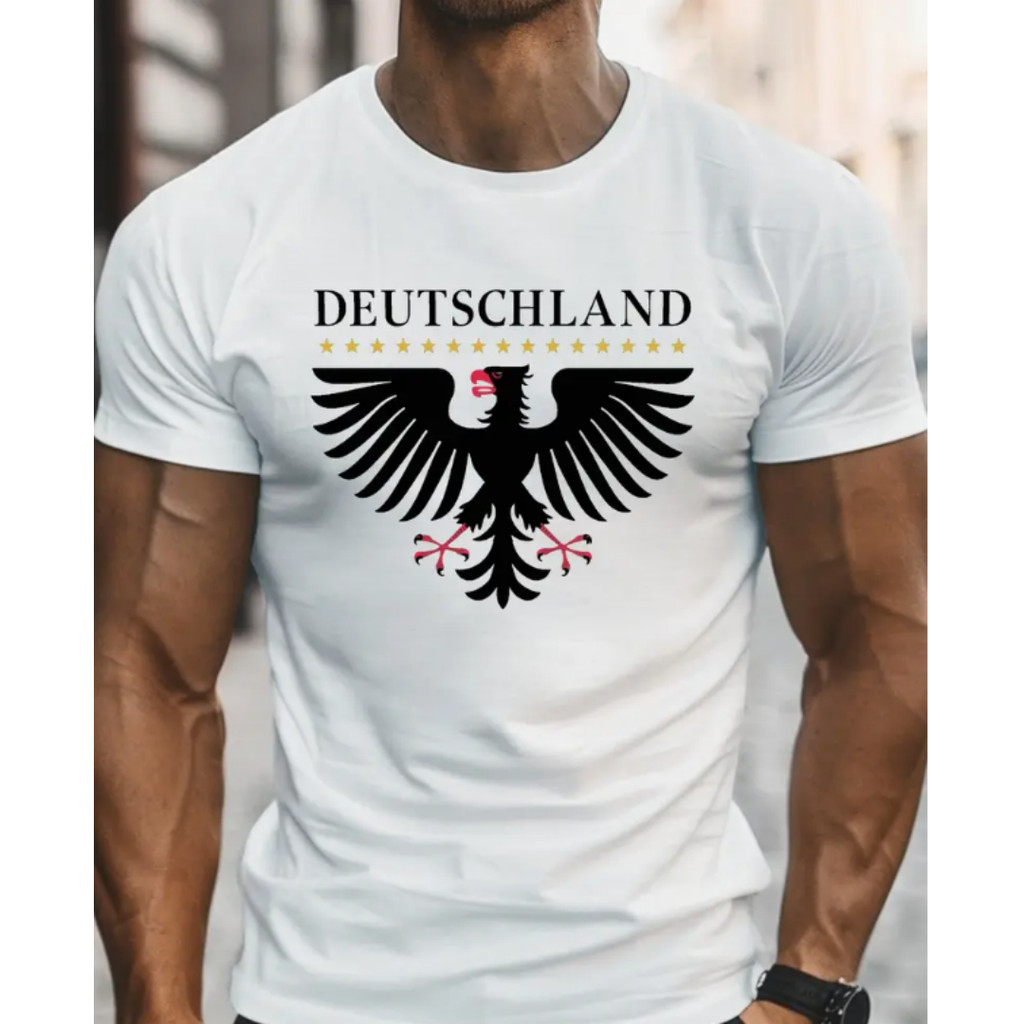 Bonito Camiseta Masculina Casual De Algodão, Folgada, Com Estampa De Águia Alemã