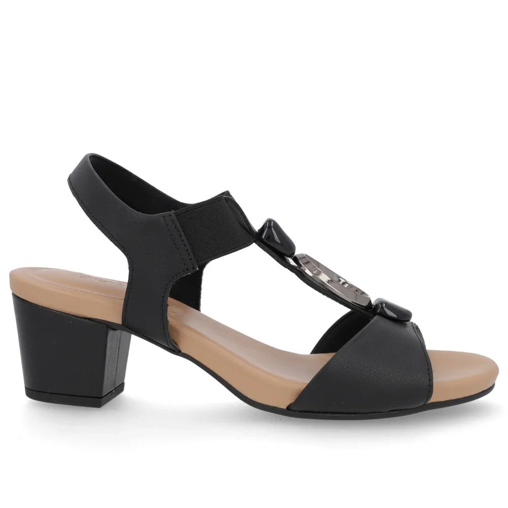 Sandália Feminina Usaflex Salto Bloco Couro Y82200