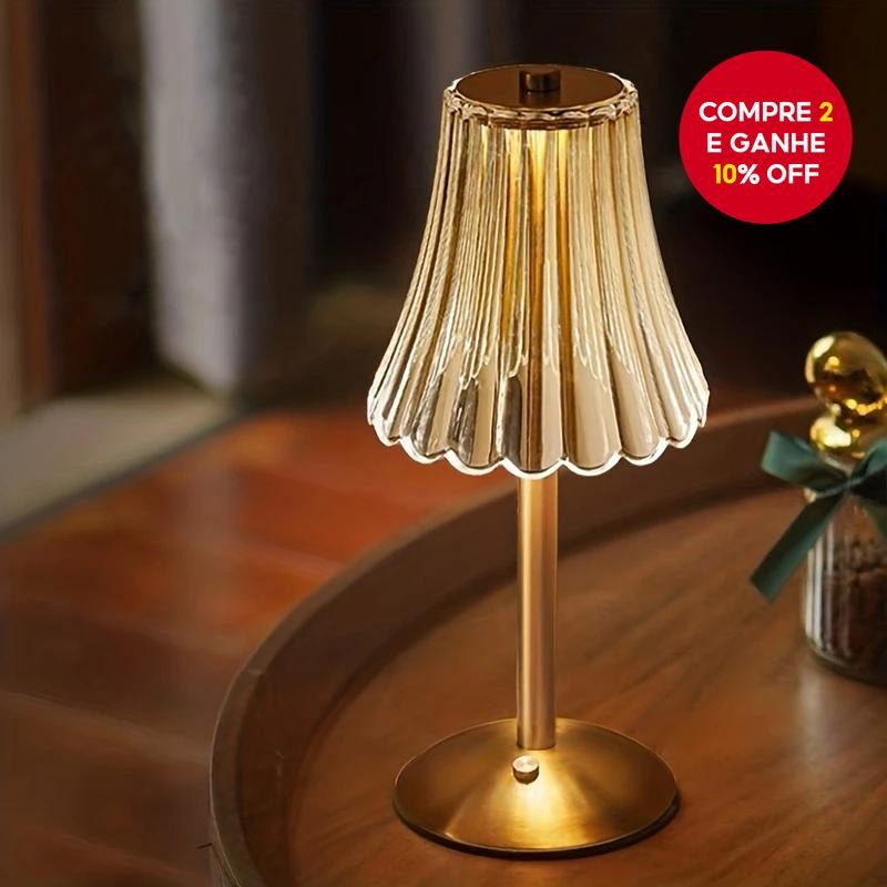 Candeeiro De Mesa De Cristal Sem Fio Moderno-Controle De Toque , 3 Temperaturas De Cor , B...