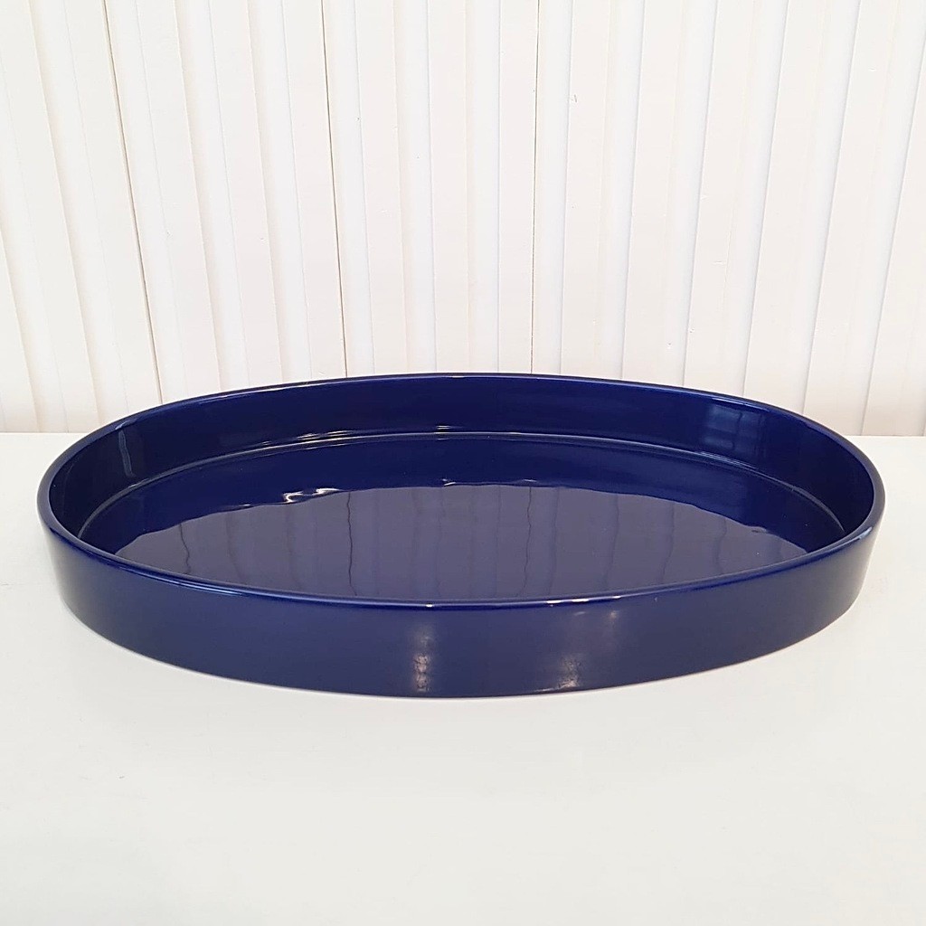 Bandeja de Cerâmica Oval Azul Marinho para kit higiene bebê