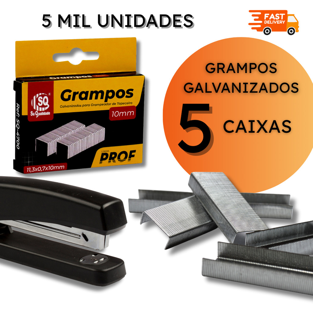 Kit Grampos Galvanizados Grampeador Tapeceiro 10mm - 2000, 3000 ou 5000 unidades de grampos
