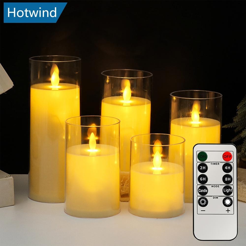 HW 3 Pçs/Set LED Velas Elétricas Sem Chama Luz De Vidro Acrílico Bateria Cintilante Falso Tealight Com Controle Remoto P