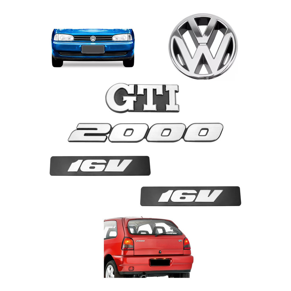 Emblemas Gti 2000 + Laterais 16v + Vw Grade - Gol Bola G2