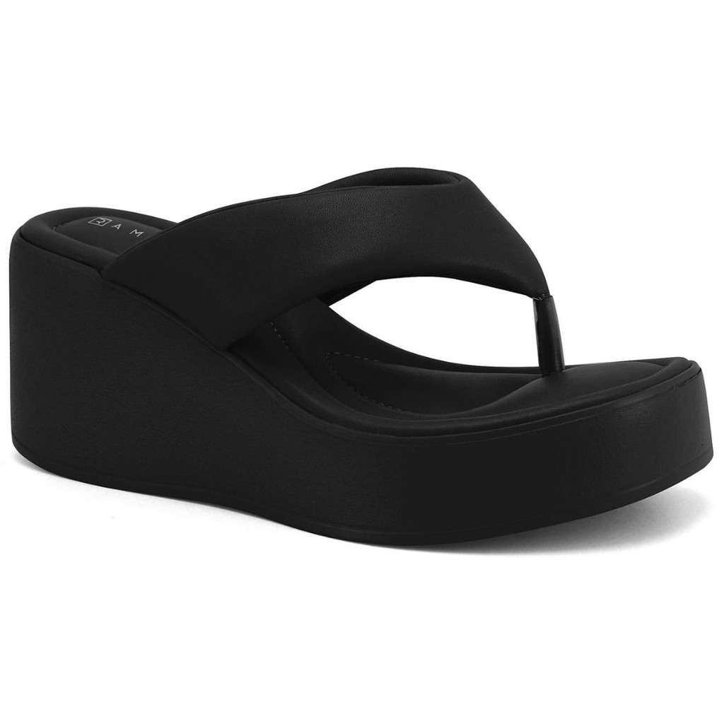 Tamanco Feminino Preto Plataforma Alta Confortável Ramarim 2533101-4