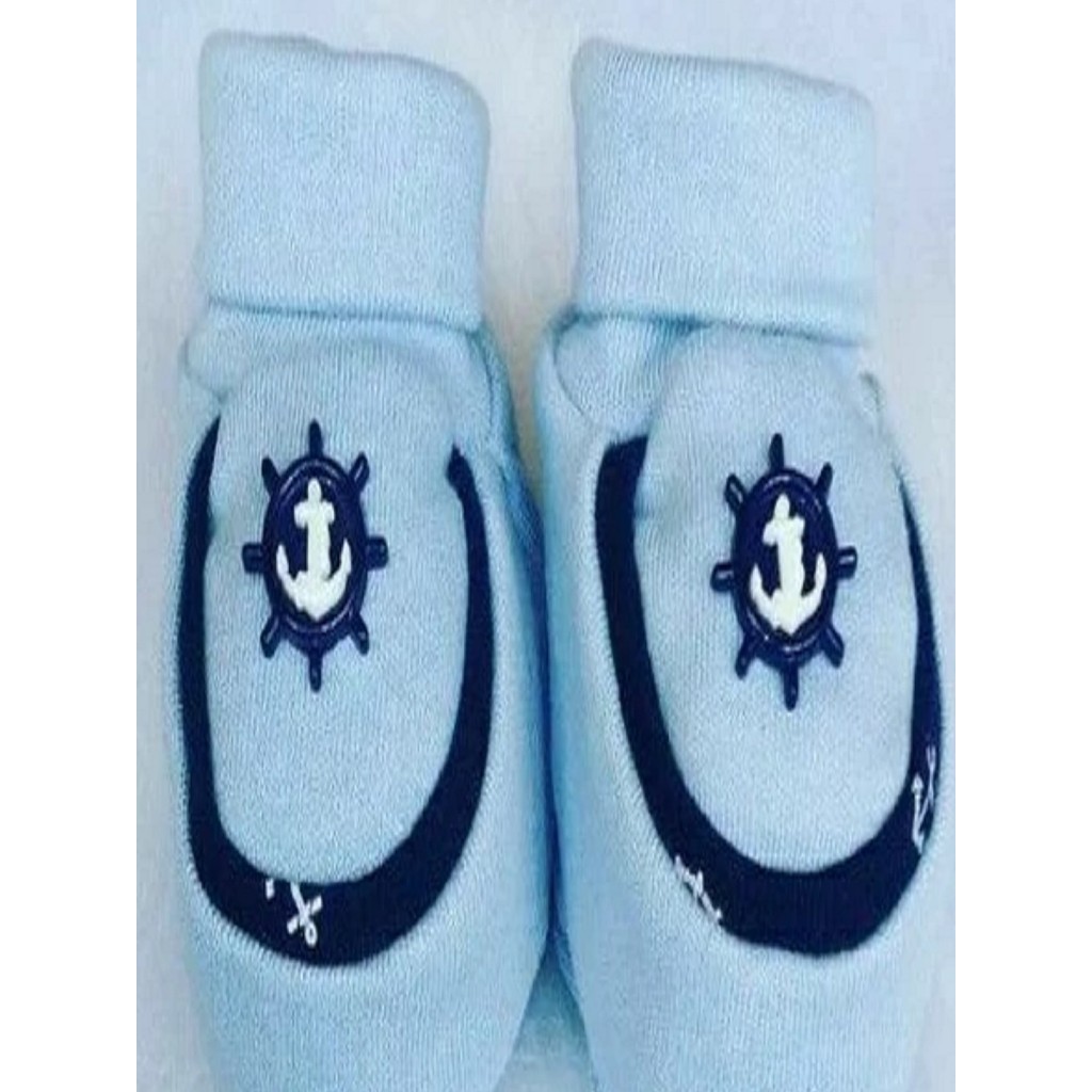 Pantufa Bebê Conforto Suedine - 100% Algodão (0 a 3 Meses) Masculino.