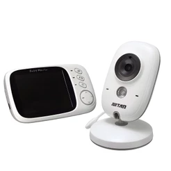 Babá Eletrônica Branca com Monitor Visão Noturna e Audio Sensor de Temperatura