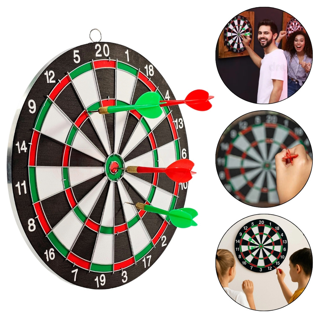 Kit Jogo De Dardos Profissional Com Alvo De 30cm + 4 Dardos