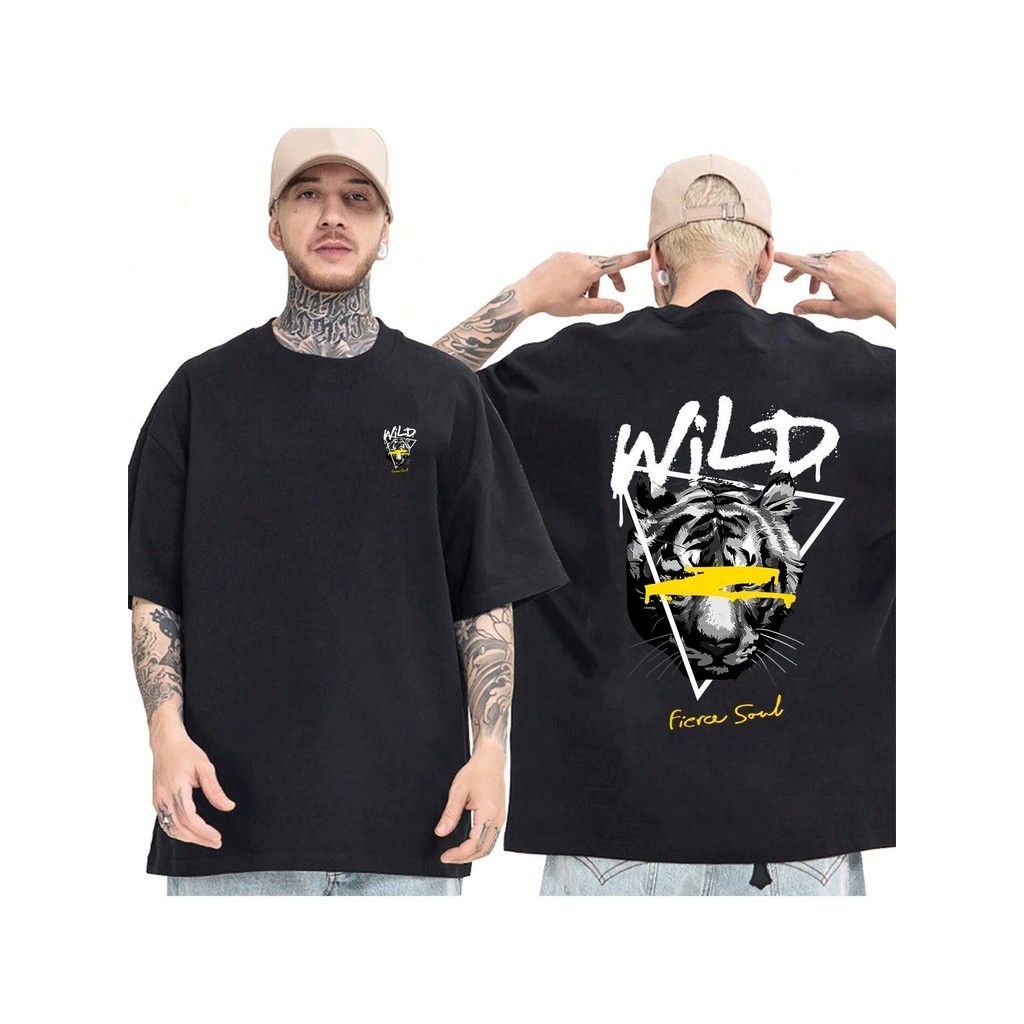 Camiseta OVERSIZED Preta StreetWear Gola em Ribanna Alta Plus Size Modelo: "WILD" ! !