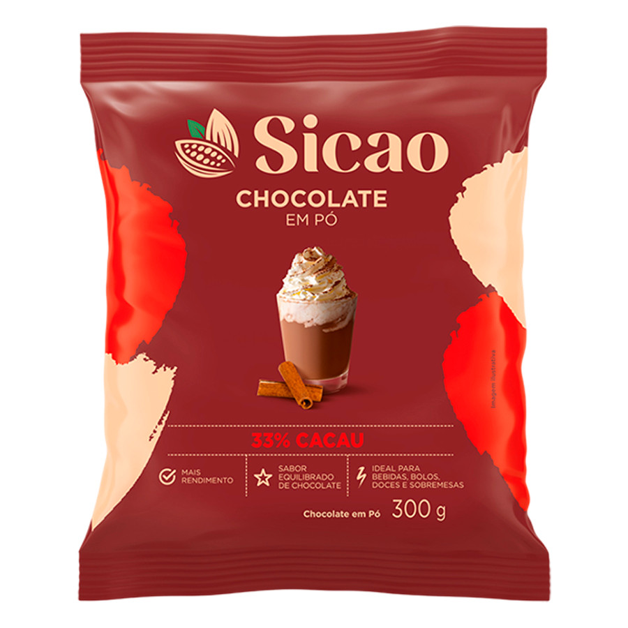 Chocolate em Pó 33% 300g SICAO em Oferta na Shopee