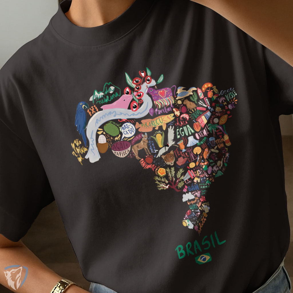 Camiseta Brasil Personalizada | Arte Criativa do Mapa Nacional