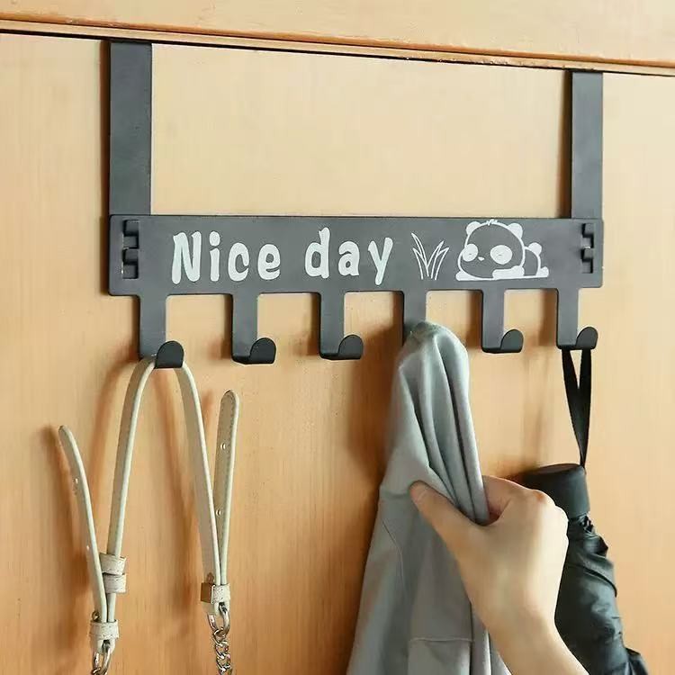 Suporte Cabide Para Porta Com 6 Ganchos 36x17,5x4.5cm Multiuso Organizador Utensilio De Casa