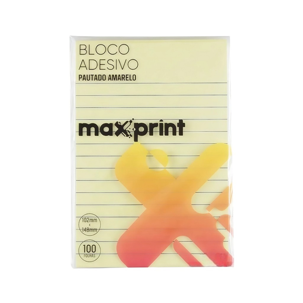 Bloco De Recado Autoadesivo 148x102mm Pautado Amarelo 100f