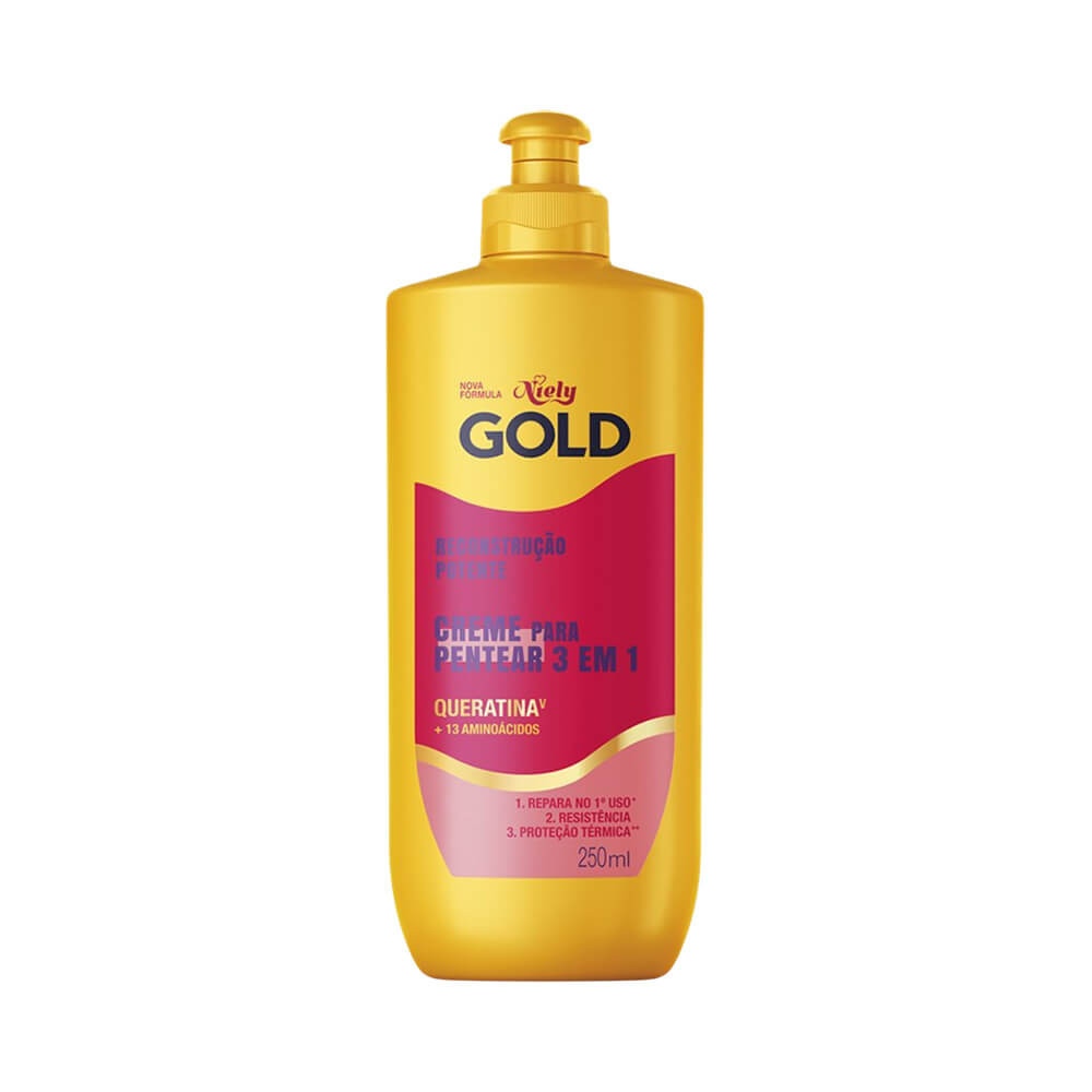 Creme de Pentear Niely Gold Reconstrução Potente Queratina 250ml em Oferta na Shopee