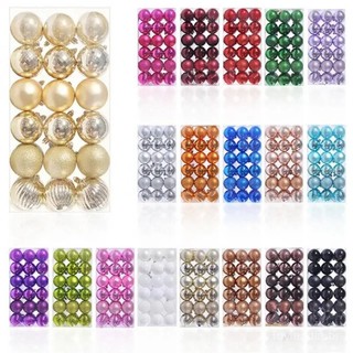 24pcs Bolas de Natal Inquebráveis 3cm Bolas de Plástico Enfeites de Natal em Lote para Decorações de Árvore Festivas T1X