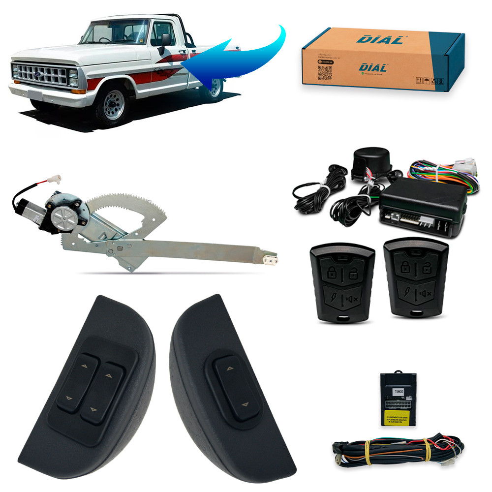 Kit Vidro Eletrico Ford F1000 1992 1993 1994 1995 + Alarme