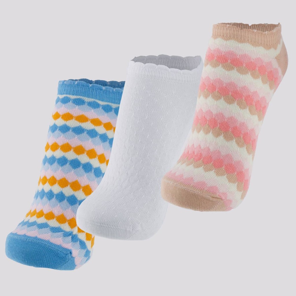 Kit Meia Selene 3 Pares Cano Curto Feminino Rosa Branca e Azul em Oferta na Shopee
