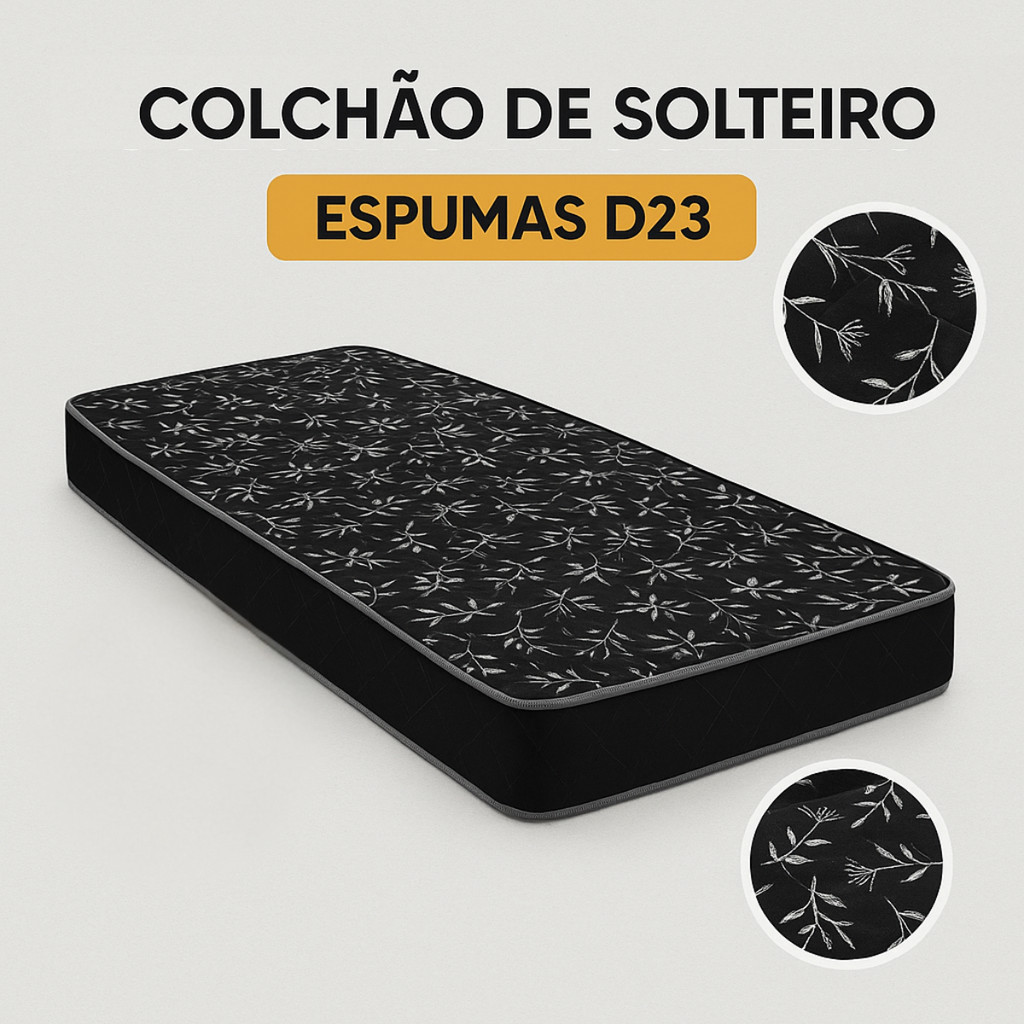 Colchão Espuma D23 Solteiro Conforto Garantia de Qualidade Melhor Custo-Benefício 188x78x12 cm em Oferta na Shopee