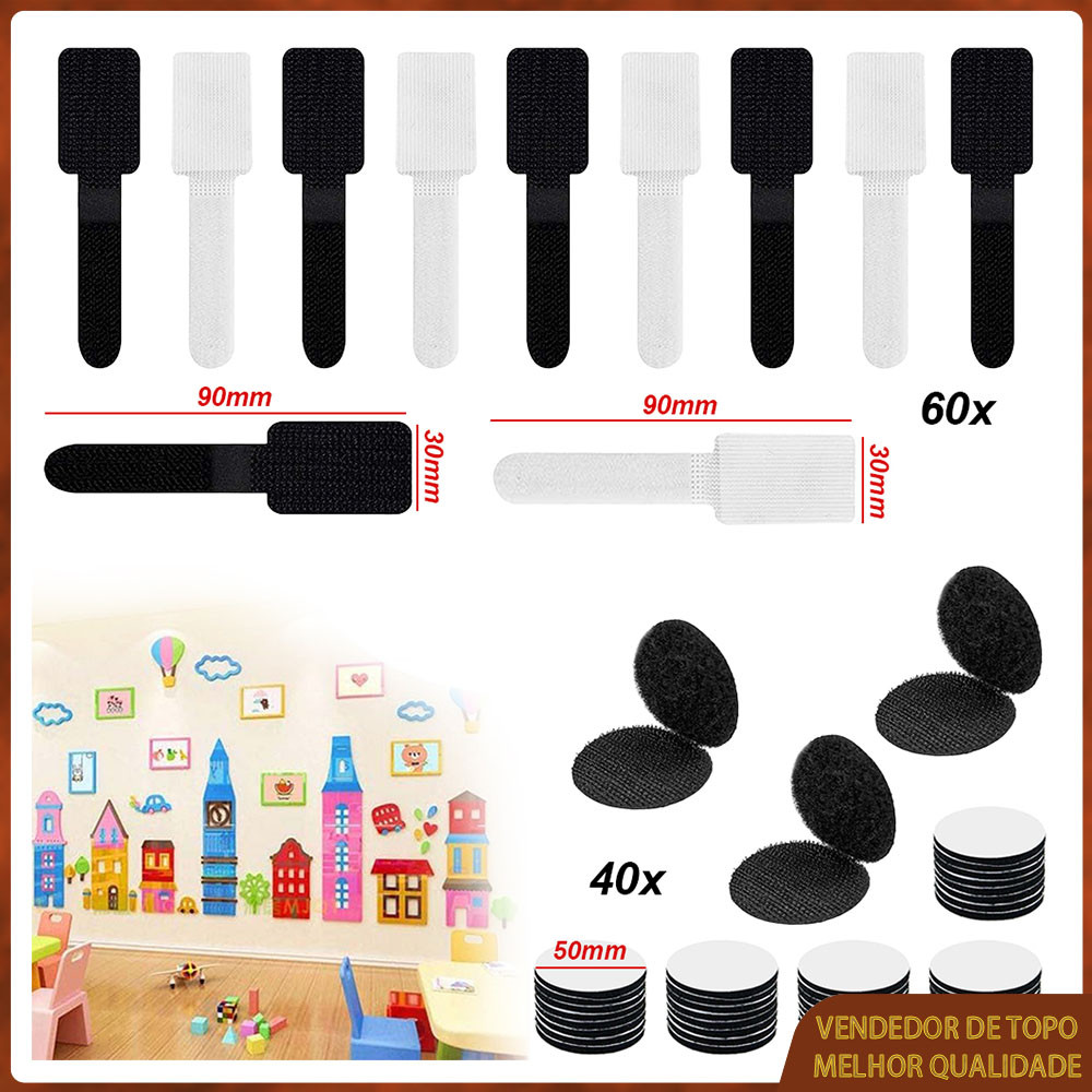 Plug Hook Velcro Buckle Conjunto de 100 peças Velcro Super adesivo dupla face