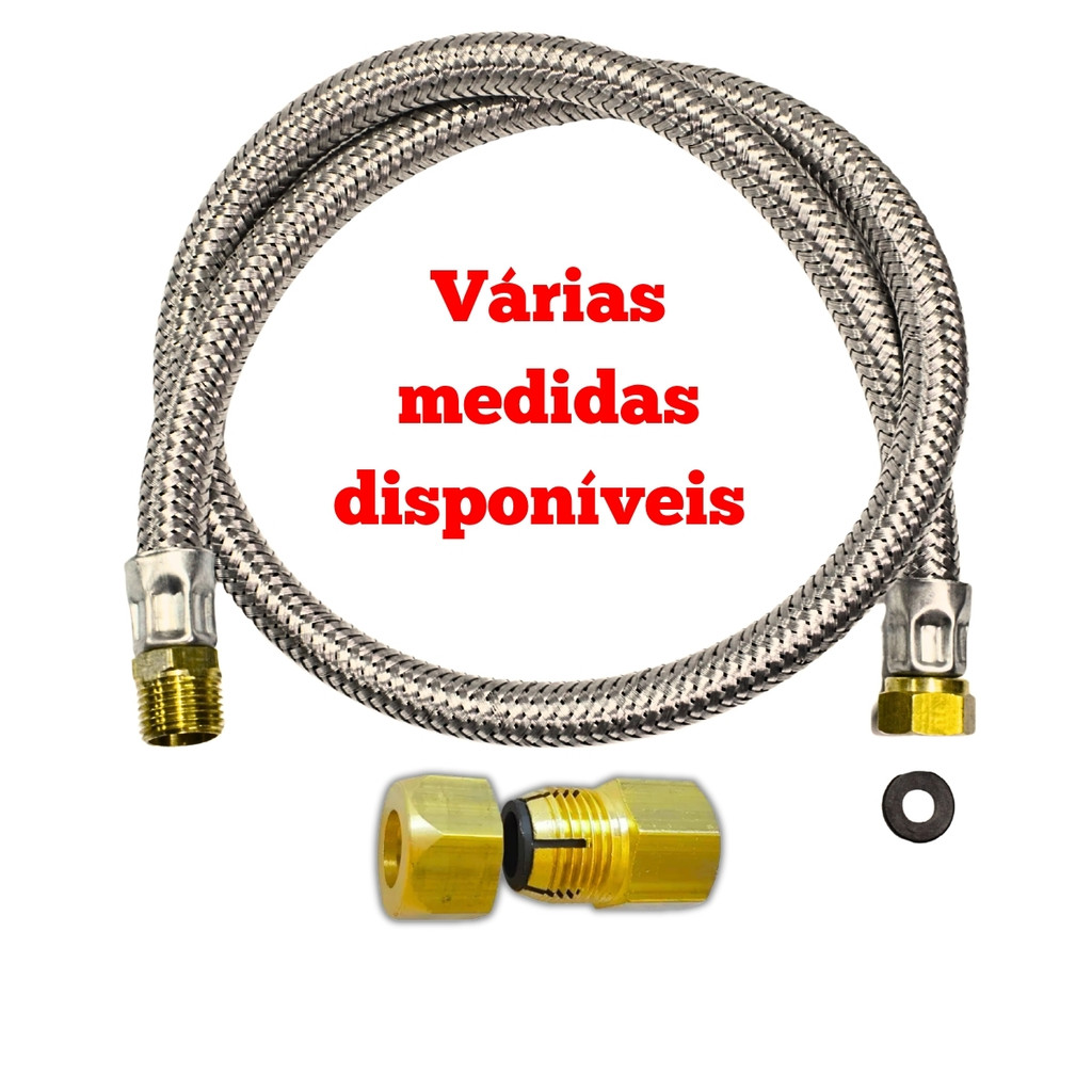 ENVIO IMEDIATO - Mangueira para Gás Encanado Flexível Malha de Aço em Oferta na Shopee